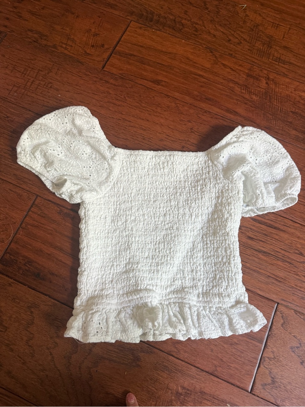 art class White Textured Smocked Top